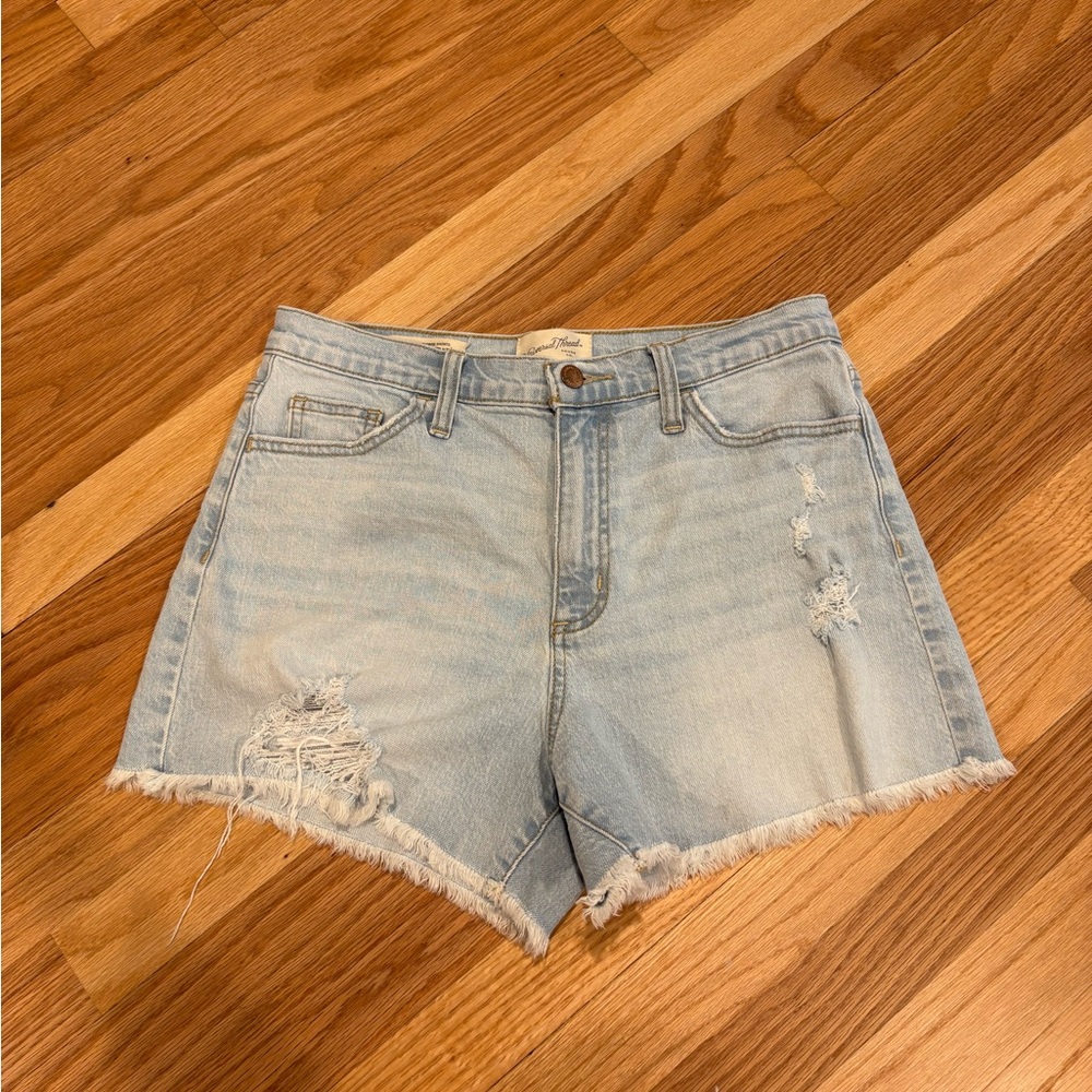 Light Blue Distressed Denim Shorts